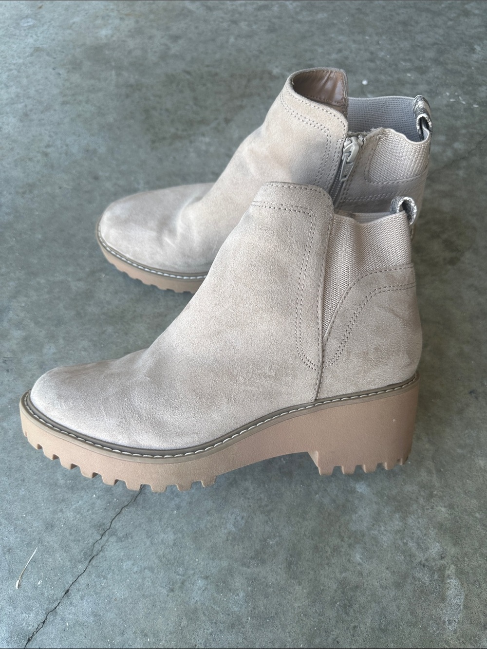 Universal Thread Suede-Look Ankle Booties in Light Taupe
